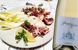 Calamari alla Piastra e Est! Est!! Est!!! Classico di Montefiascone Poggio dei Gelsi 2021 Famiglia Cotarella